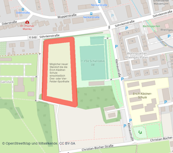 Für die Erich-Kästner-Schule zwischenzeitlich vorgesehenes Grundstück